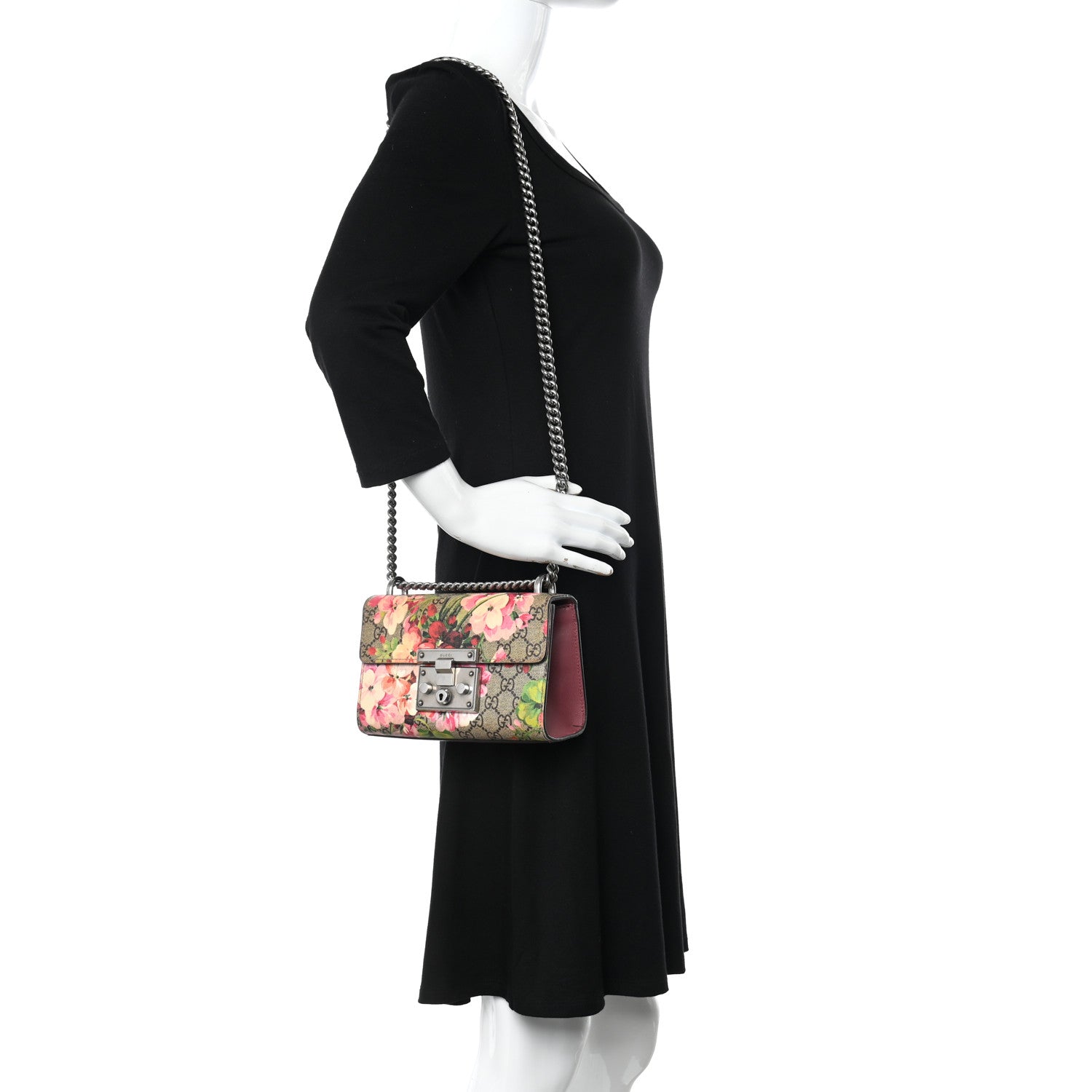 Gucci GG Supreme Monogram Blooms Small Padlock Shoulder Bag Beige Multicolor Dry Rose 2 of 12