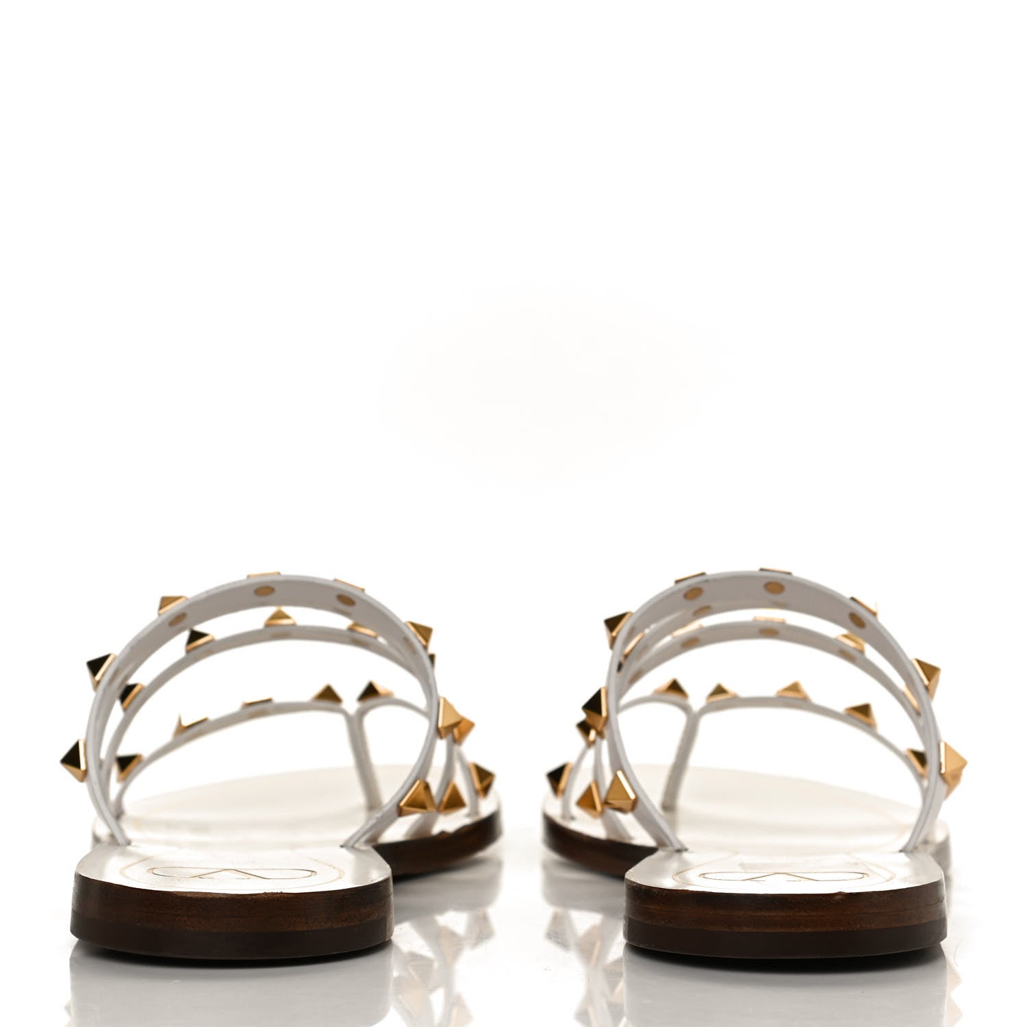 Valentino Garavani Calfskin Rockstud Flair Caged Flat Slide Sandals 36.5 White 6 of 10