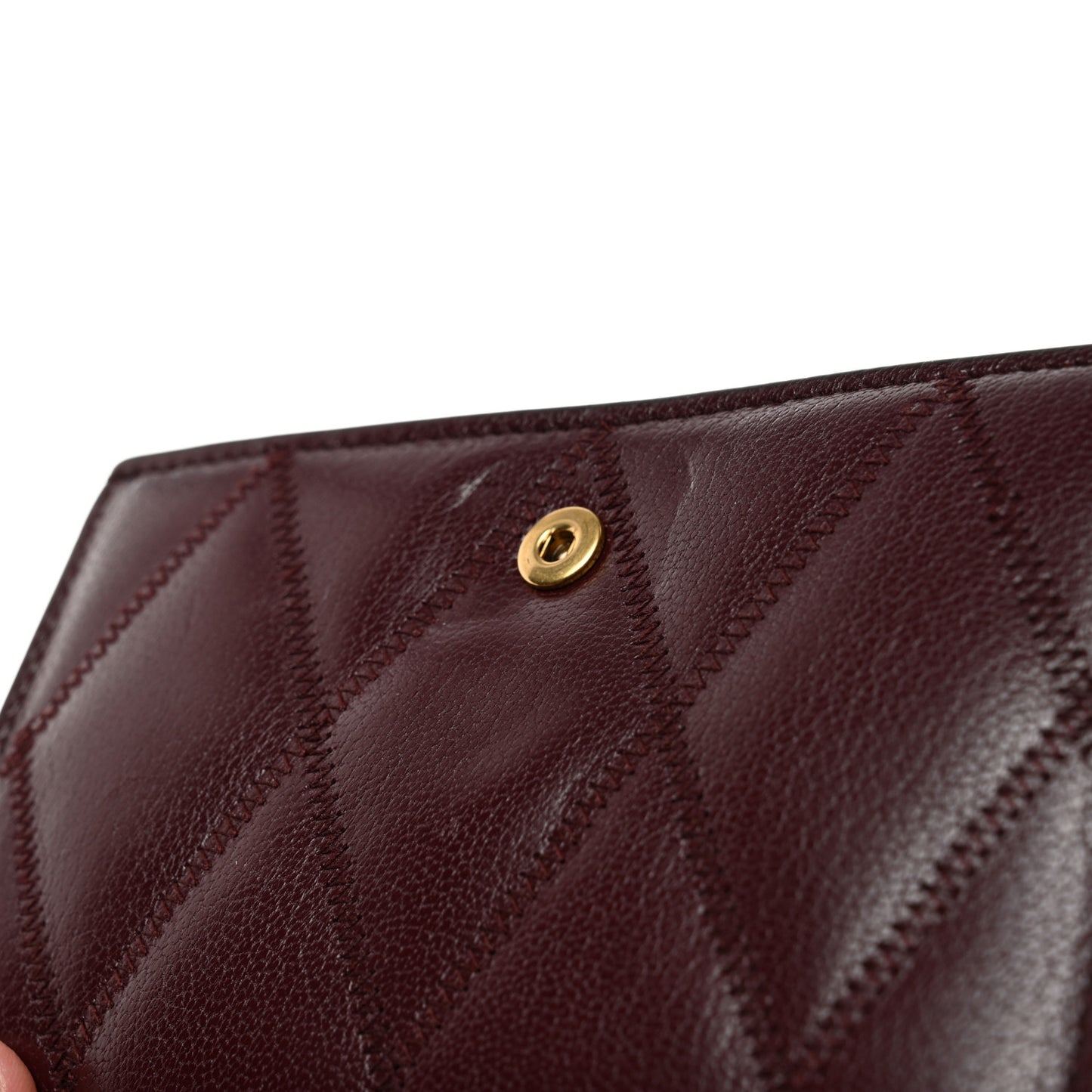 Goatskin Diamond Quilted GV3 Medium Wallet Aubergine