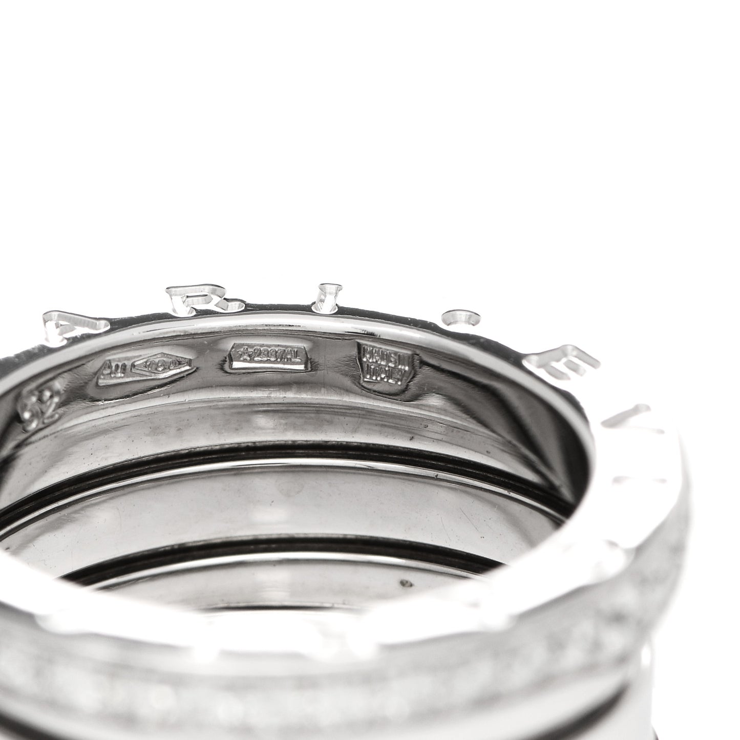18K White Gold Diamond B.Zero1 Four-Band Pave Ring 52 6