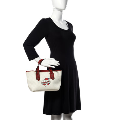 Gucci GG Plus Monogram Small Jolicoeur Tattoo Heart Tote Off White Red 2 of 10