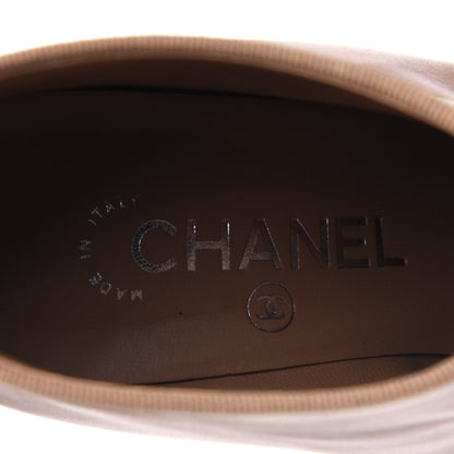 Chanel Lambskin CC Bow Cap Toe Short Boots 36.5 Beige Black 7 of 10