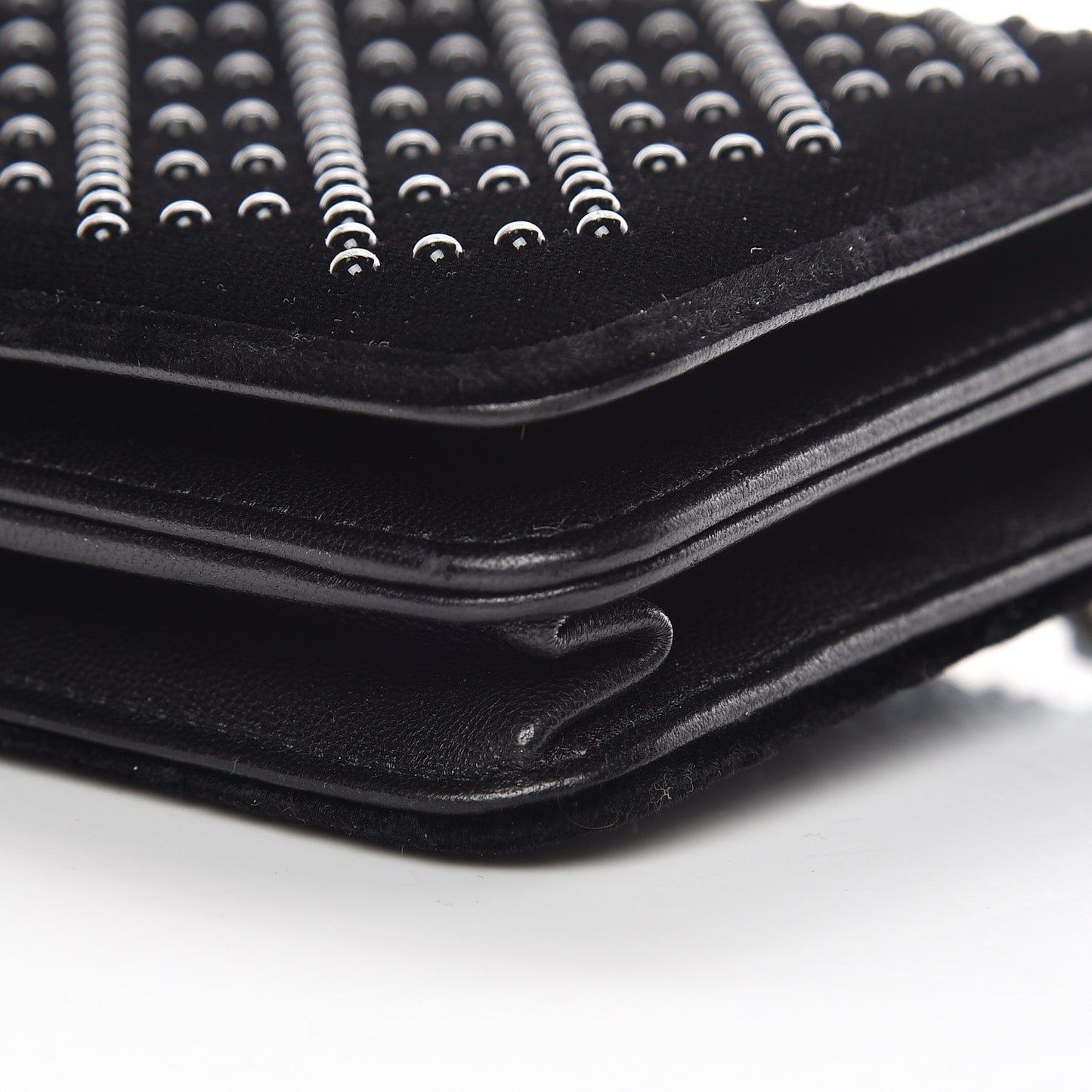 Velvet Studded Wallet On Chain WOC Black