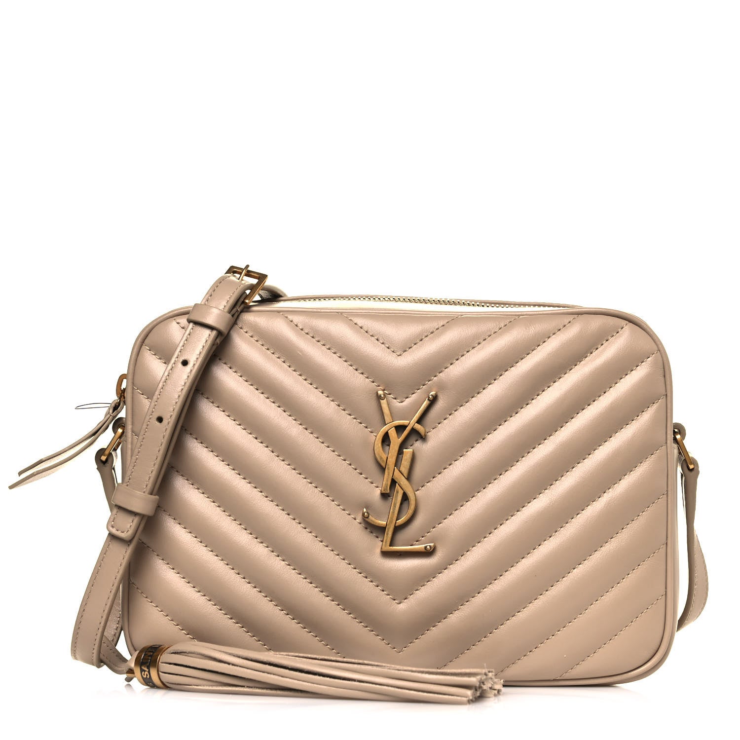 Saint Laurent Calfskin Matelasse Monogram Lou Camera Bag Dark Beige 1 of 11
