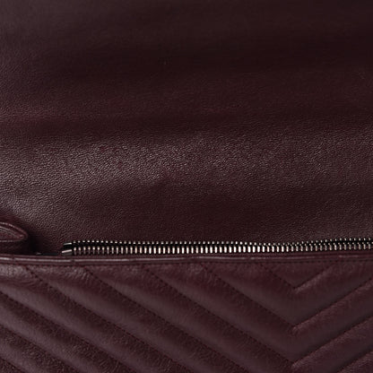 Saint Laurent Sheepskin Matelasse Chevron Monogram Large College Satchel Amaranto 9 of 21