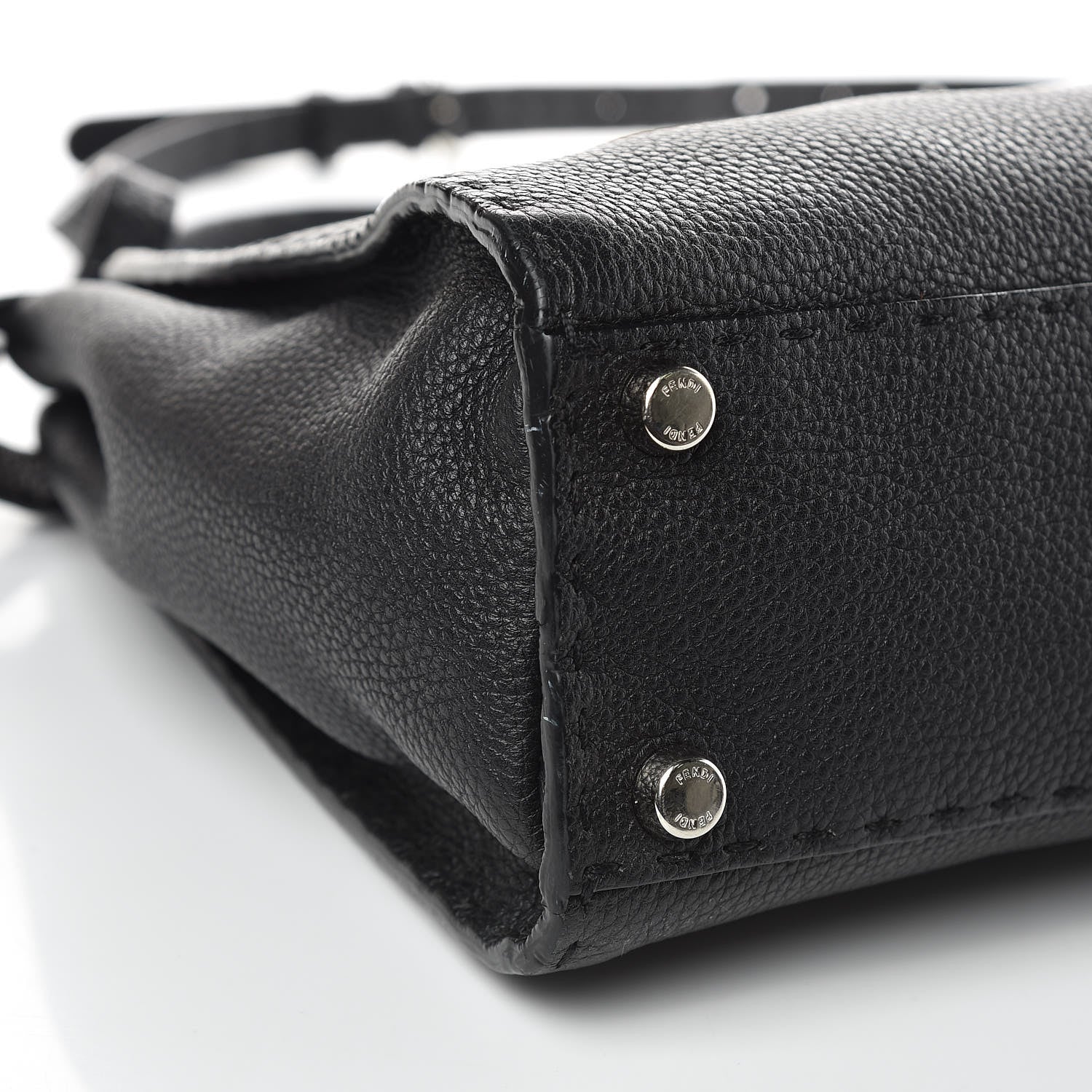 Fendi Cuoio Romano Selleria Bi-Color Medium Peekaboo Iconic Satchel Black Mou 9 of 13