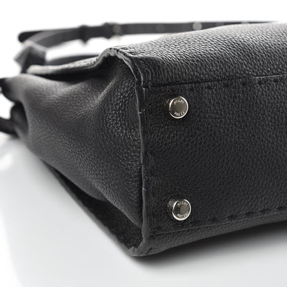 Fendi Cuoio Romano Selleria Bi-Color Medium Peekaboo Iconic Satchel Black Mou 9 of 13