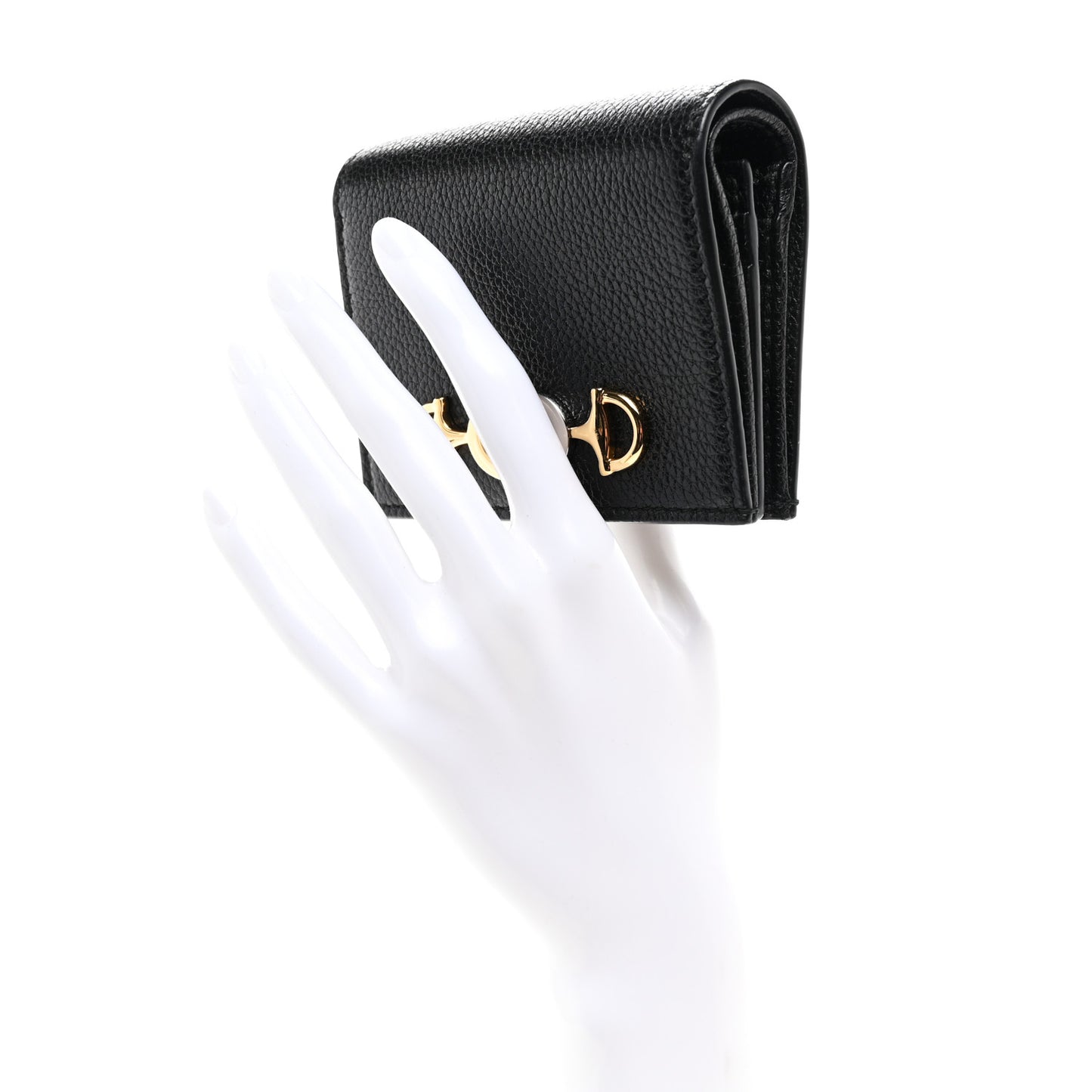 Grainy Calfskin Zumi Chain Card Case Wallet Black