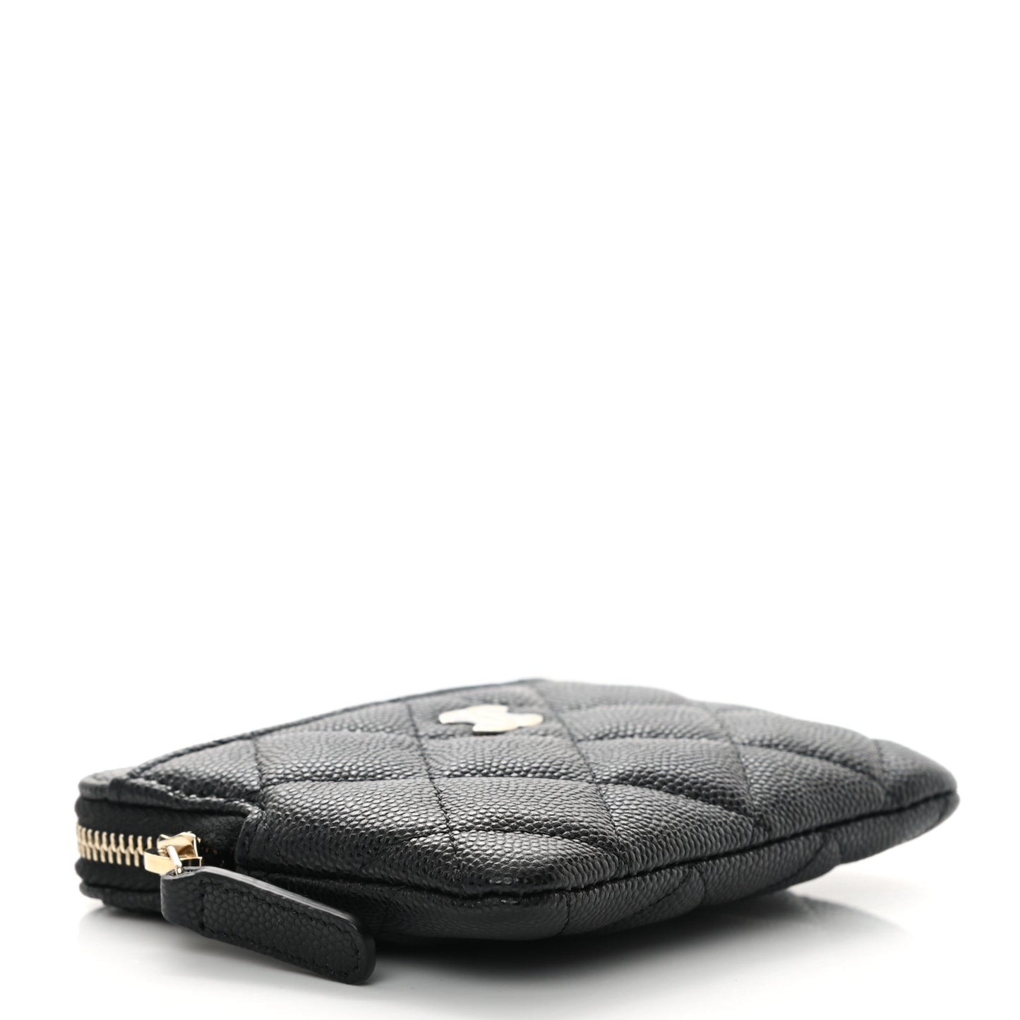 Caviar Quilted Zip Card Holder Wallet Black
