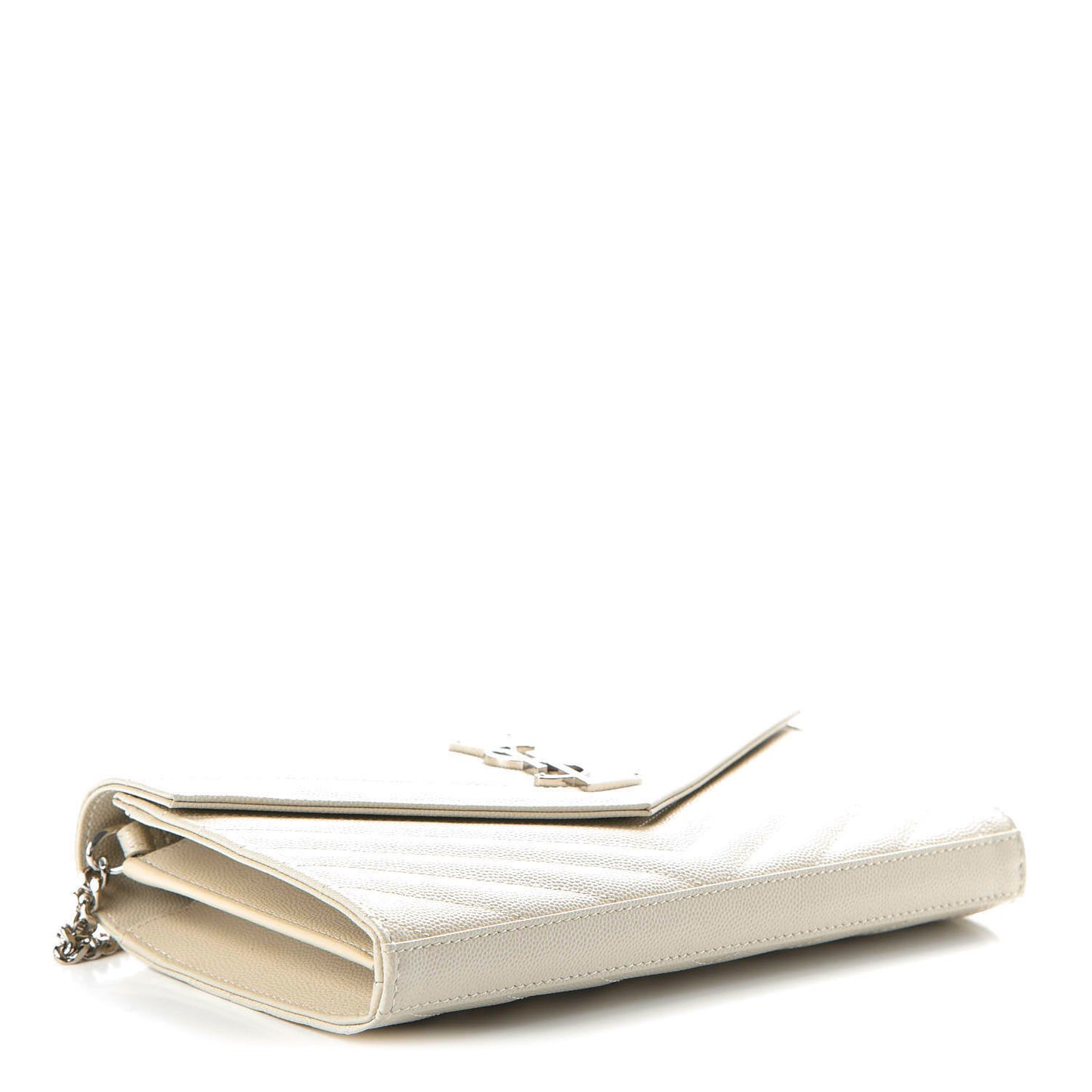 Grain De Poudre Matelasse Chevron Monogram Chain Wallet Crema Soft