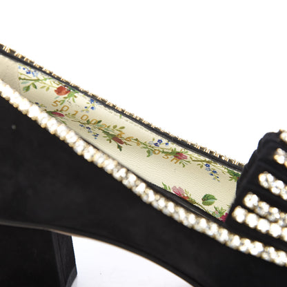 Gucci Kid Scamosciato Crystal GG Marmont Fringe 50mm Loafer Pumps 36.5 Black 8 of 9