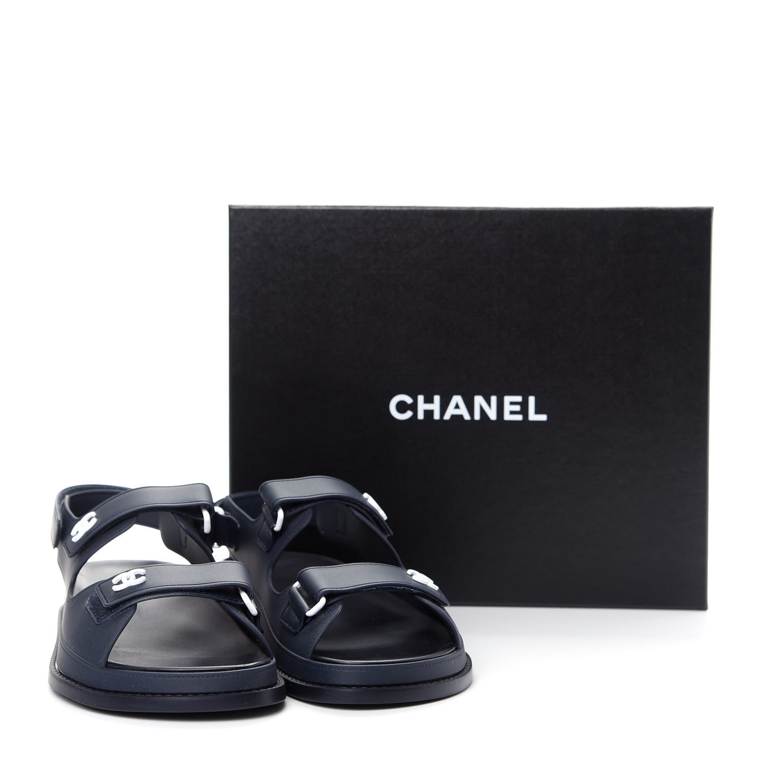 Chanel Rubber CC Dad Sandals 41 Navy 11 of 11