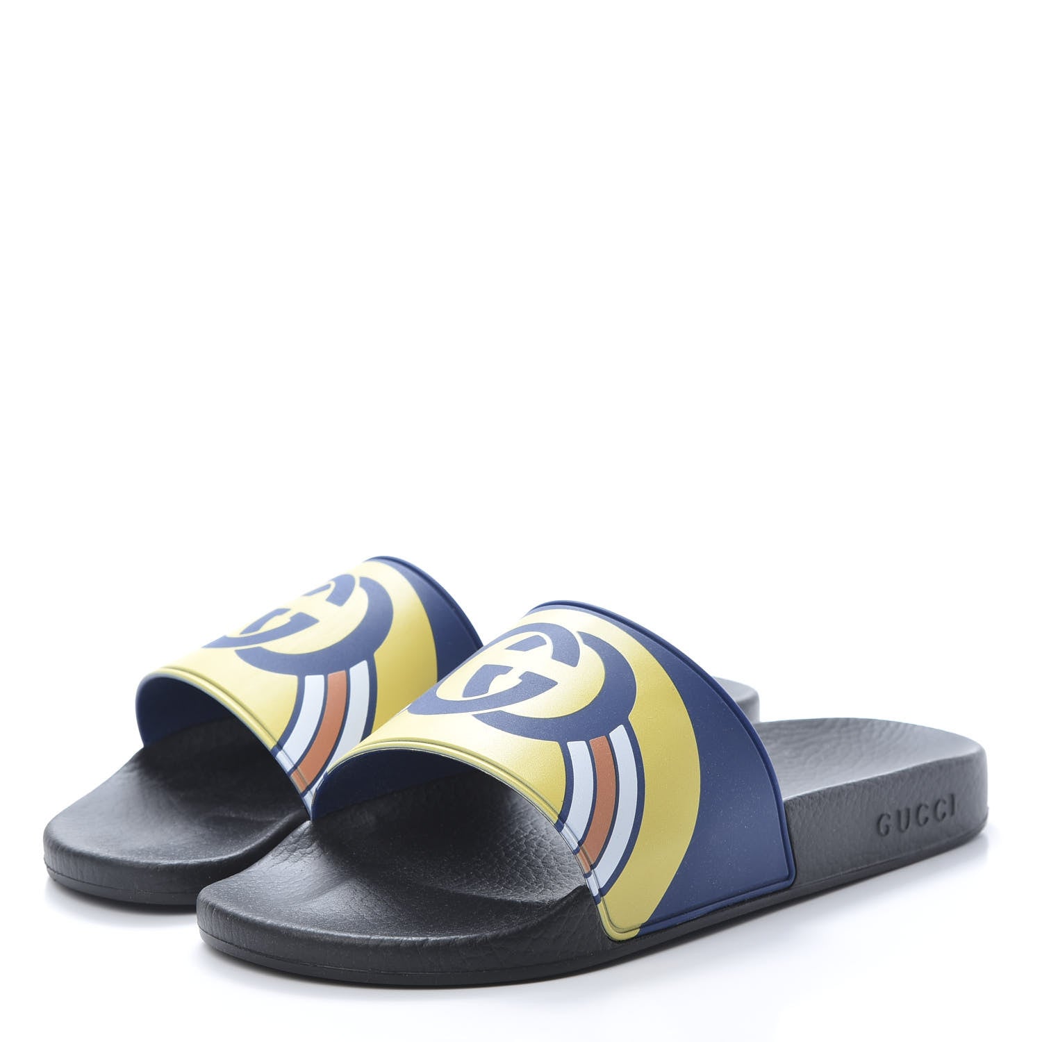 Gucci Rubber GG Rainbow Mens Pursuit Pool Slide Sandals 9 Electric Blue Multicolor 3 of 8