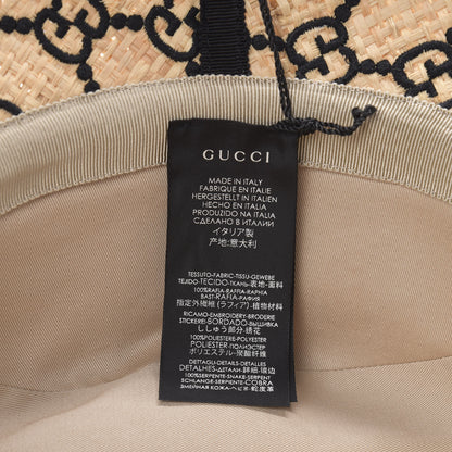 Gucci Raffia Elaphe GG Monogram Embroidered Fedora Hat M Ivory Black 7 of 7
