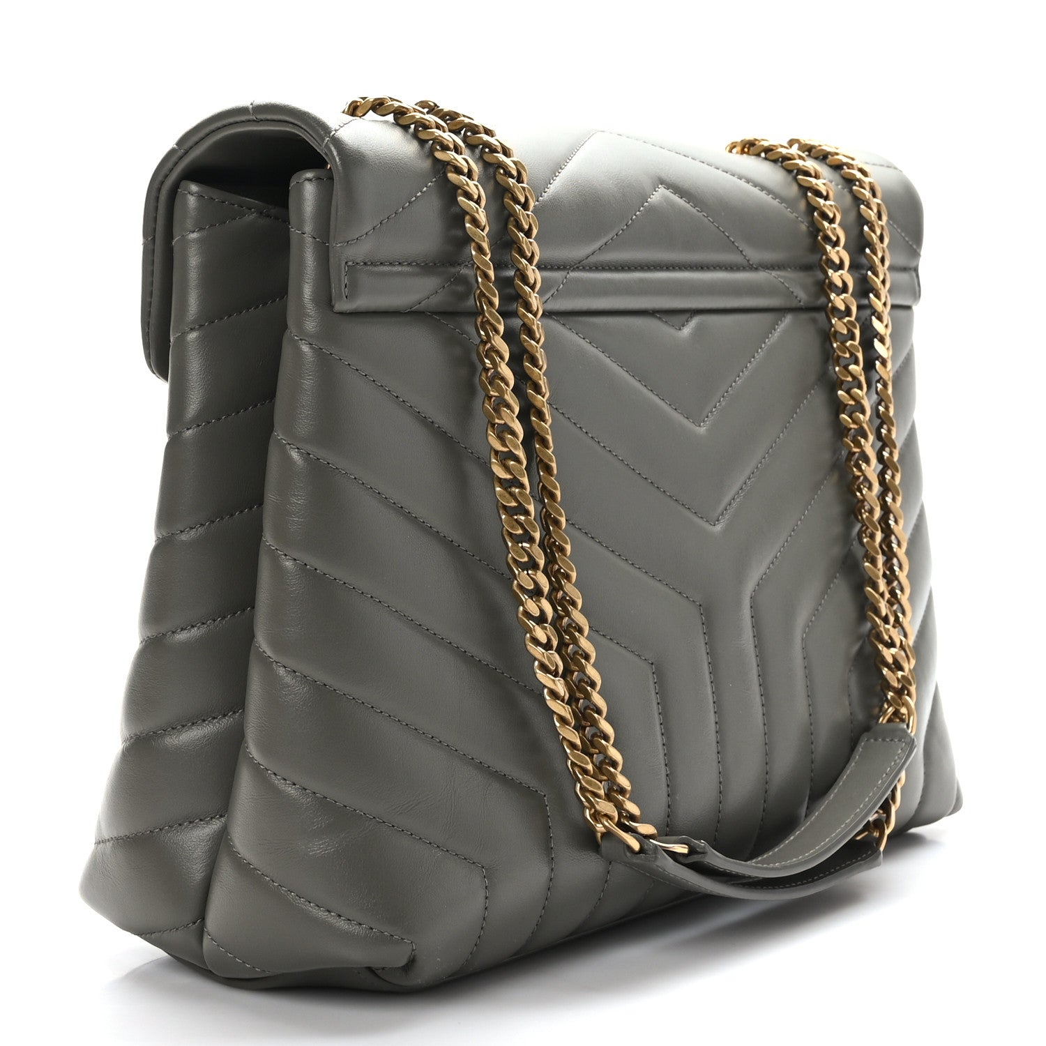 Saint Laurent Calfskin Y Quilted Monogram Medium Loulou Chain Satchel Pebble 3 of 9