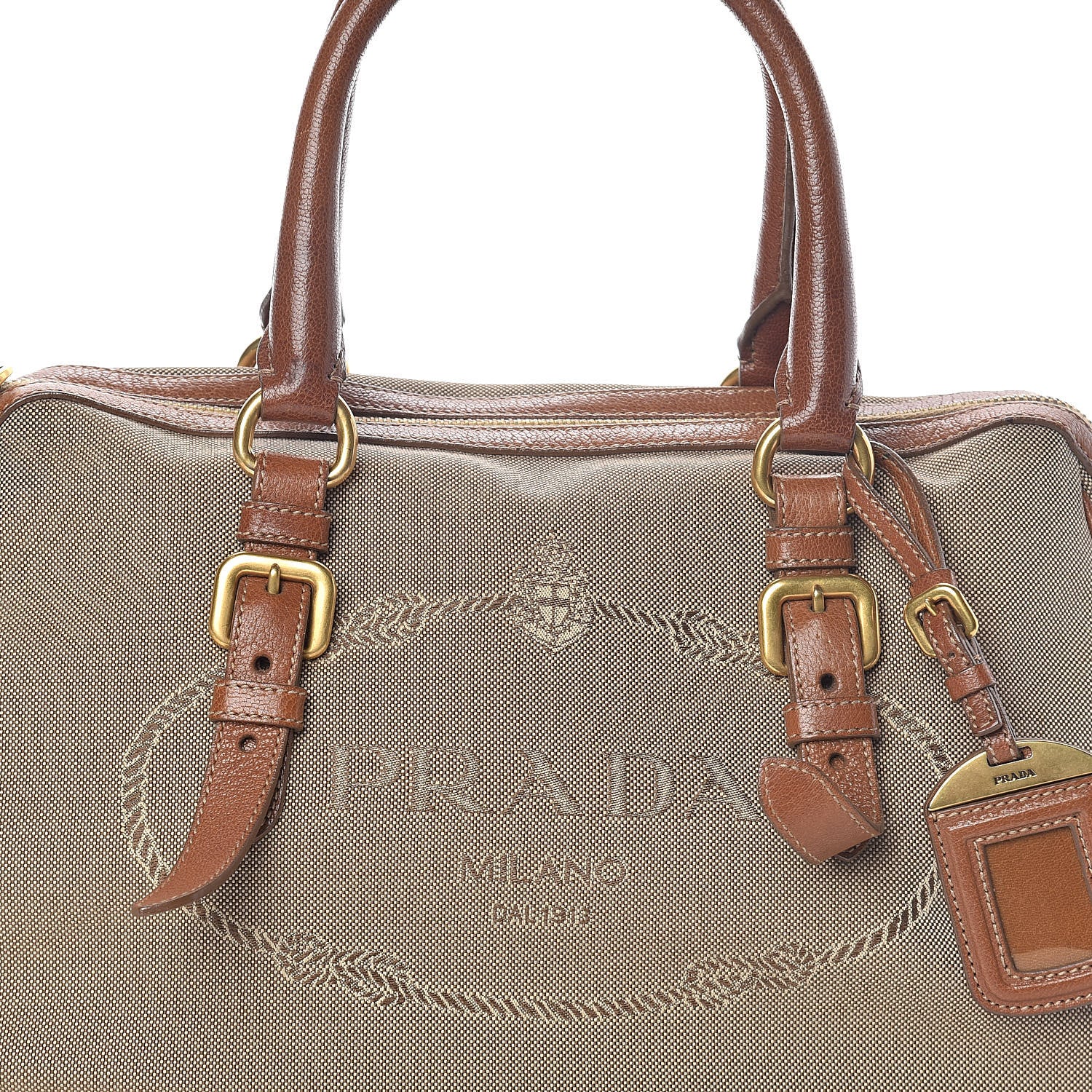 Prada Jacquard Logo Handbag Corda Brandy 8 of 10