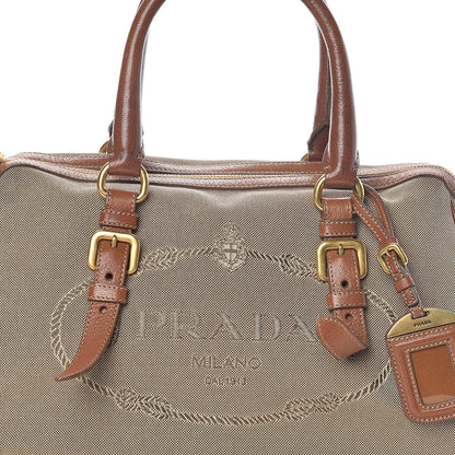 Prada Jacquard Logo Handbag Corda Brandy 8 of 10