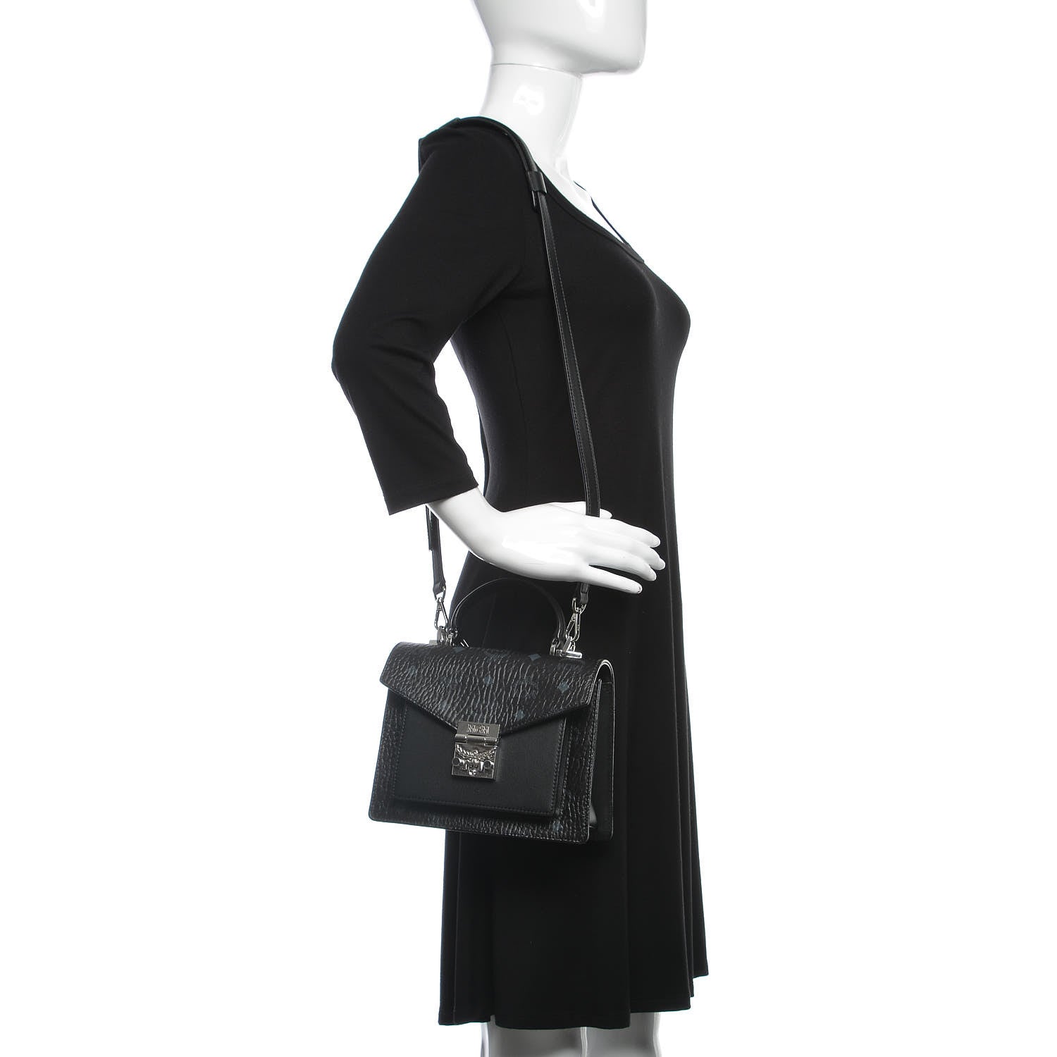 MCM Visetos Small Patricia Satchel Black 2 of 8