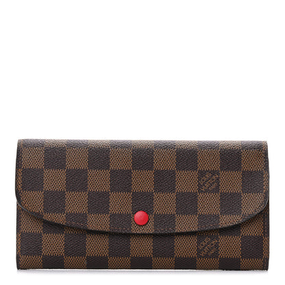 Louis Vuitton Damier Ebene Emilie Wallet Red 1 of 10