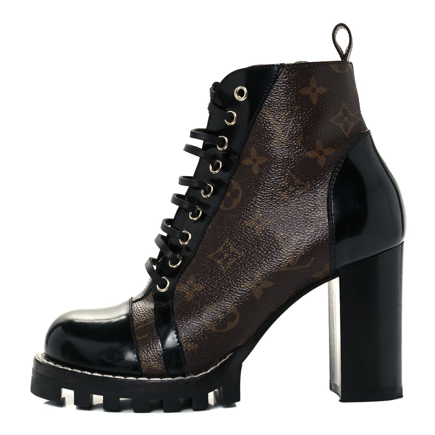 Patent Calfskin Monogram Star Trail Ankle Boots 39 Black