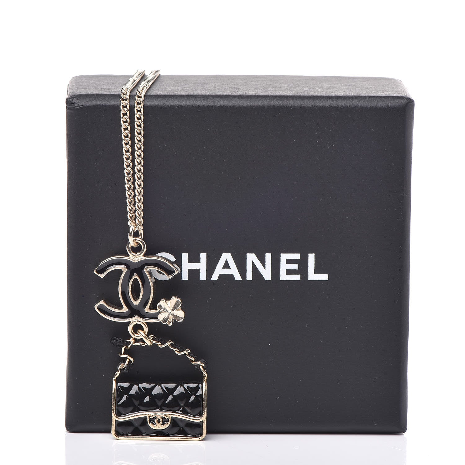 Chanel Enamel Charming Chic Classic Flap CC Charm Necklace Black 5 of 5
