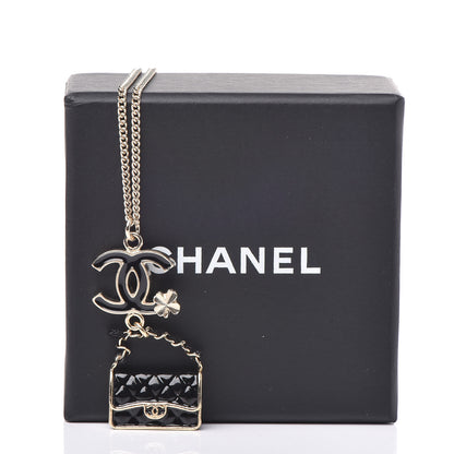 Chanel Enamel Charming Chic Classic Flap CC Charm Necklace Black 5 of 5