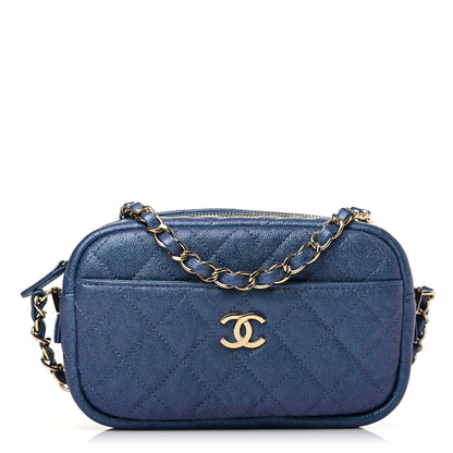 Chanel Iridescent Caviar Quilted Camera Case Blue 1 of 4