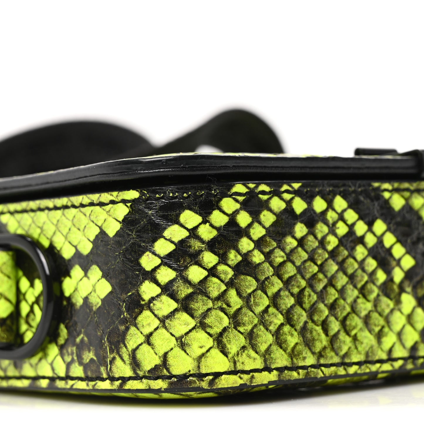 Calfskin Python Embossed Binder Flap Bag Fluo Yellow Black