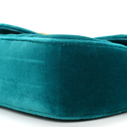Gucci Velvet Matelasse Mini GG Marmont Shoulder Bag Pavone Cyan 10 of 10