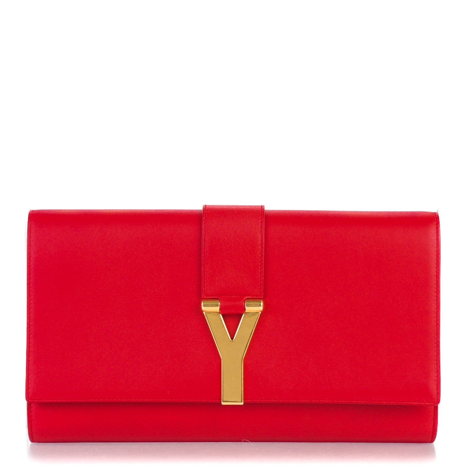 Saint Laurent Calfskin Classic Y Ligne Clutch Red 1 of 7