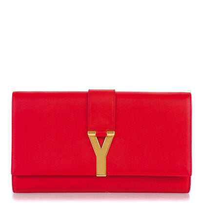 Saint Laurent Calfskin Classic Y Ligne Clutch Red 1 of 7