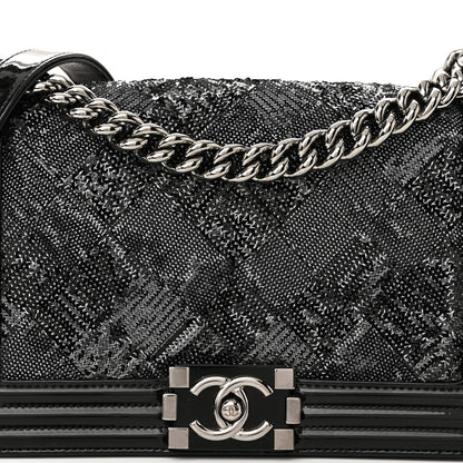 Chanel Patent Iridescent Calfskin Sequin Medium Boy Flap Bag Black 8 of 10
