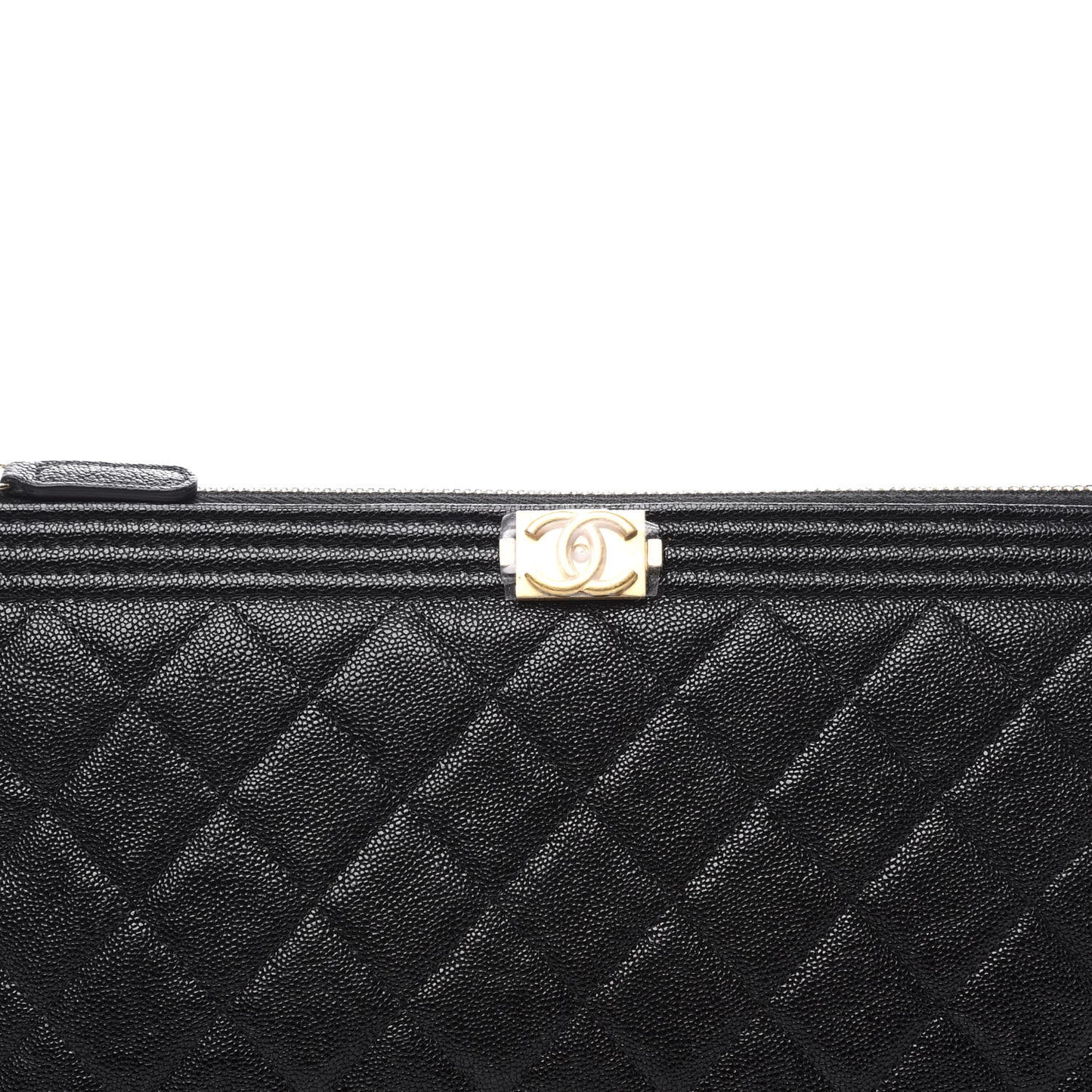 Caviar Quilted Small Zipped Boy Pouch Black