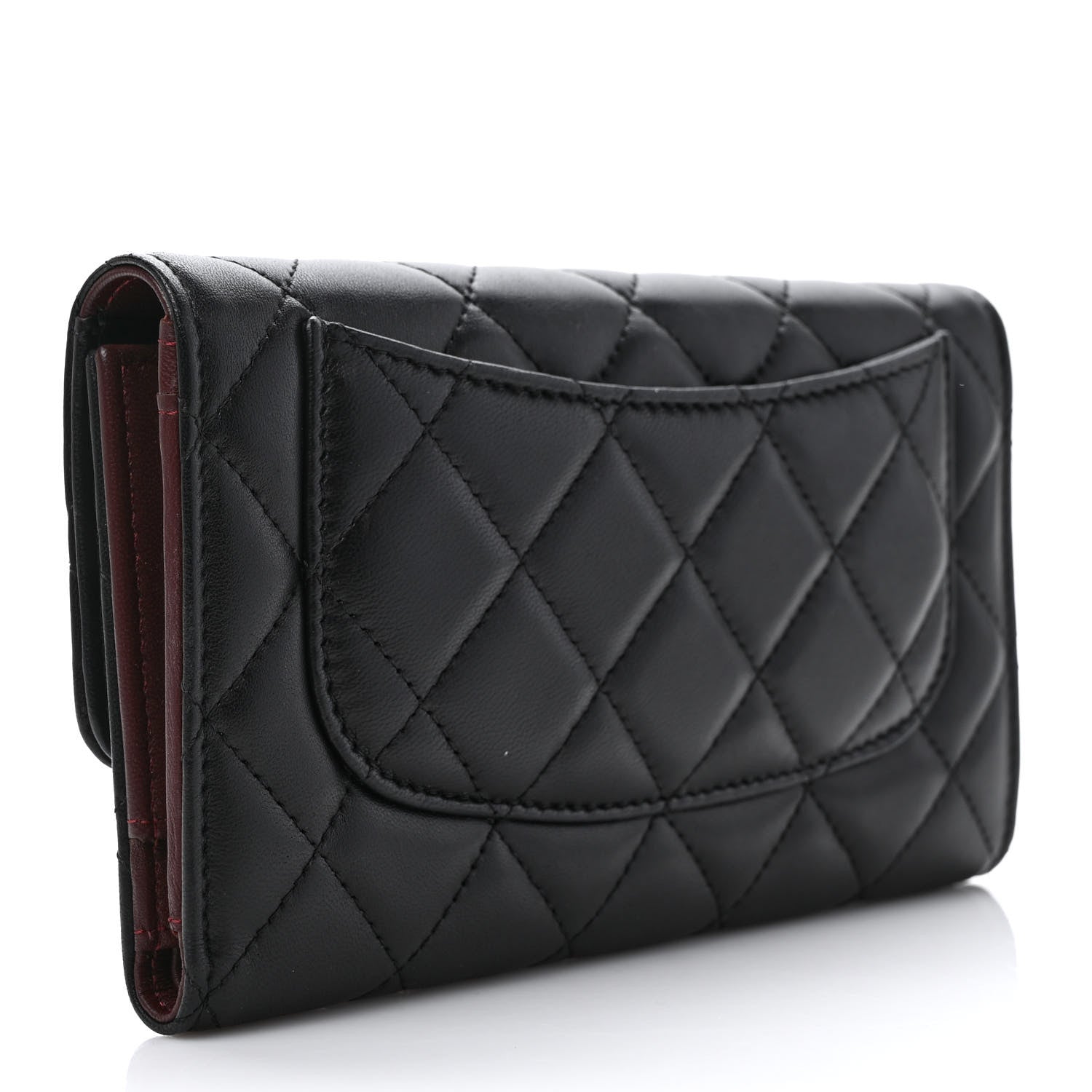 Chanel Lambskin Quilted Large Flap Wallet Black 3 of 7