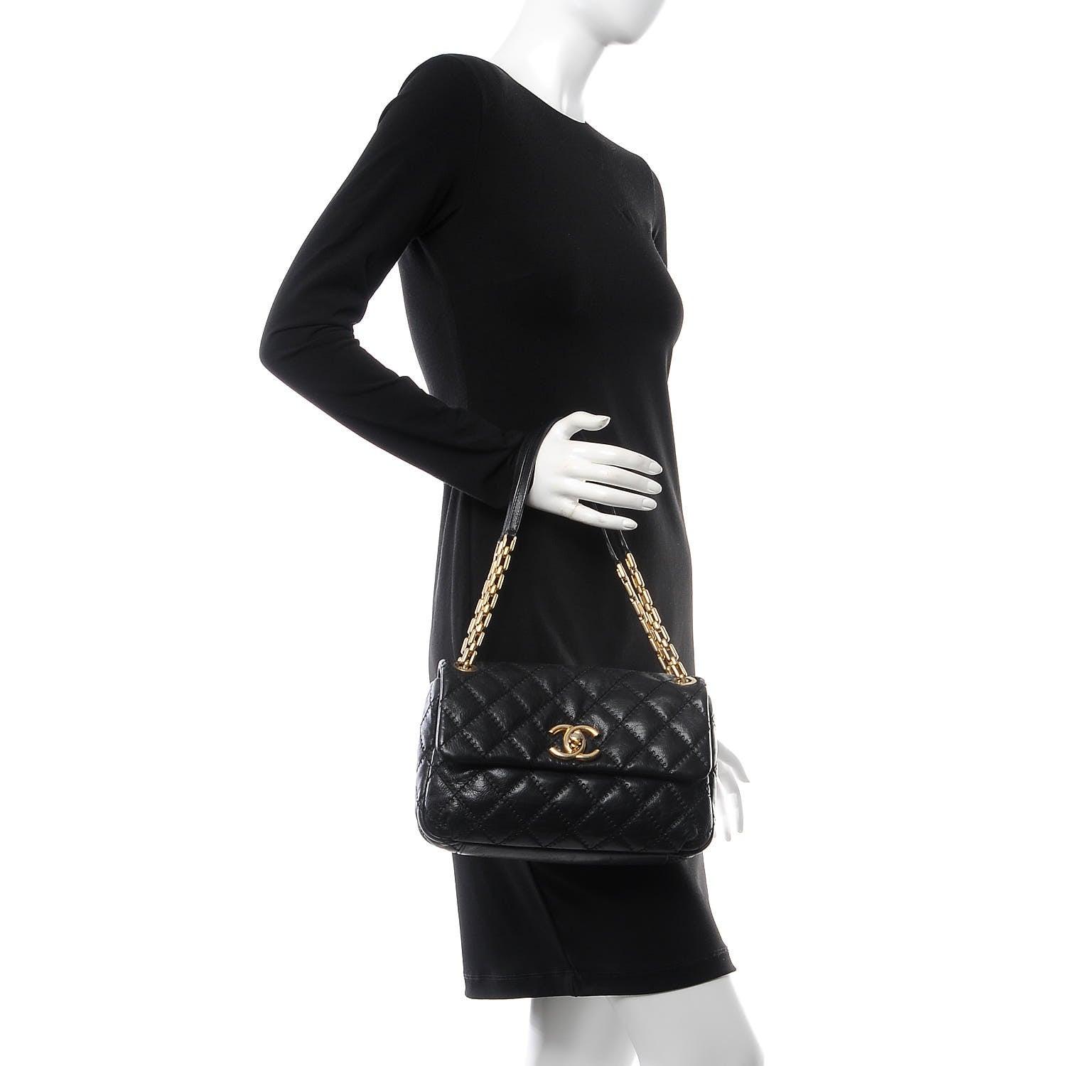 Chanel Calfskin Quilted Retro Chain Flap Black 2 of 9