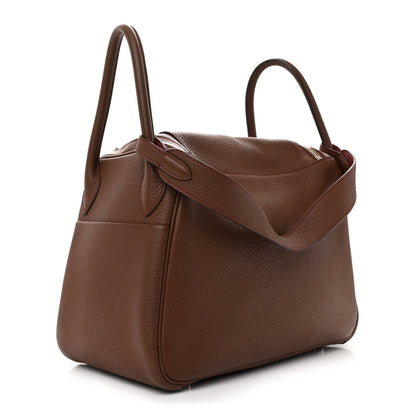 Hermes Taurillon Clemence Eclat Lindy 30 Marron D'Inde Rouge H 3 of 10