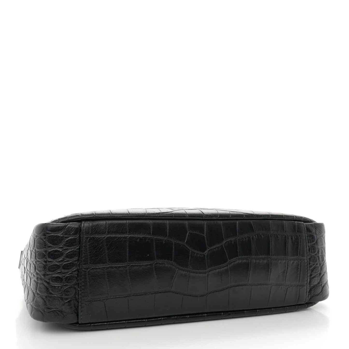 Calfskin Crocodile Embossed Camp Camera Bag Black