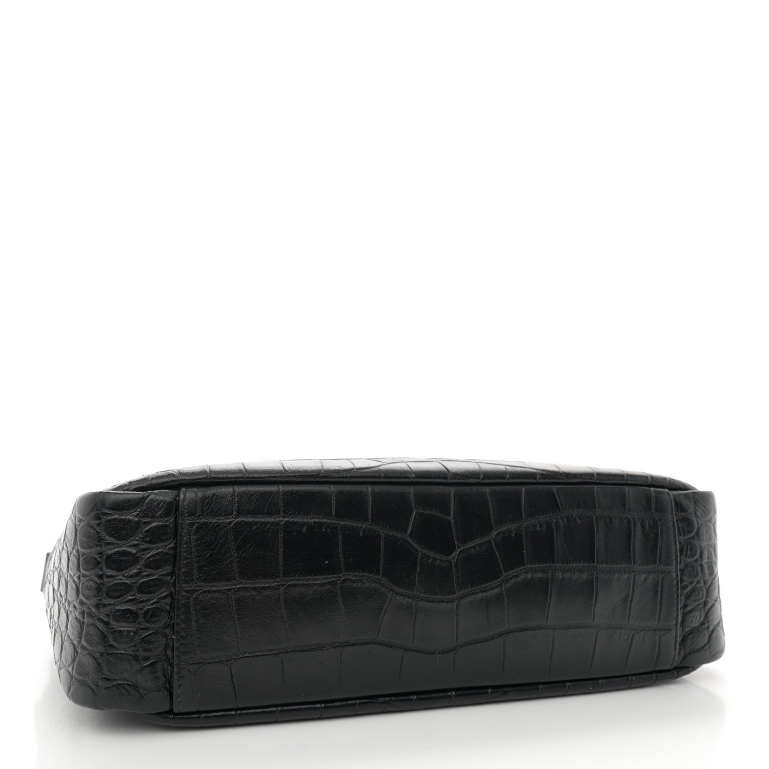 Saint Laurent Calfskin Crocodile Embossed Camp Camera Bag Black 4 of 11