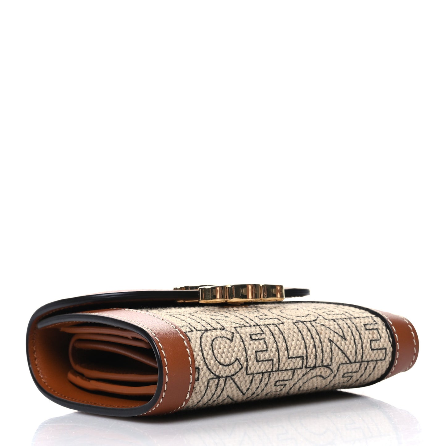 Textile Calfskin All Over Print Small Triomphe Wallet Natural Tan