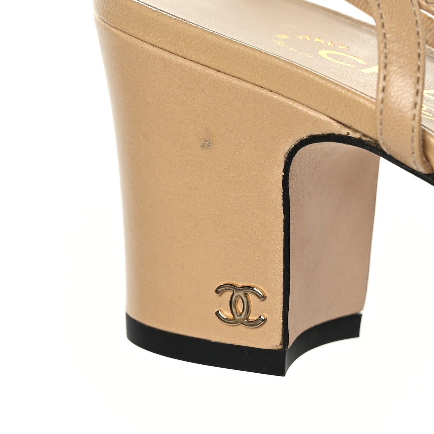 Lambskin Grosgrain Cap Toe CC Slingback Pumps 39 Beige Black