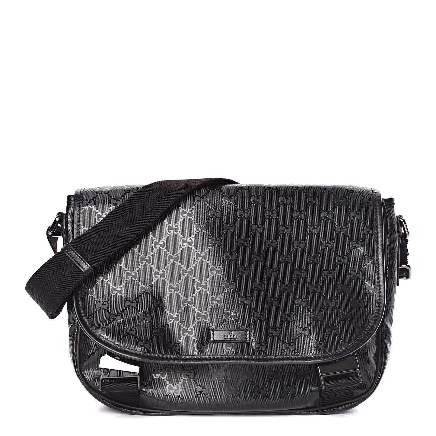 Imprime Monogram Medium Double Buckle Flap Messenger Bag Black