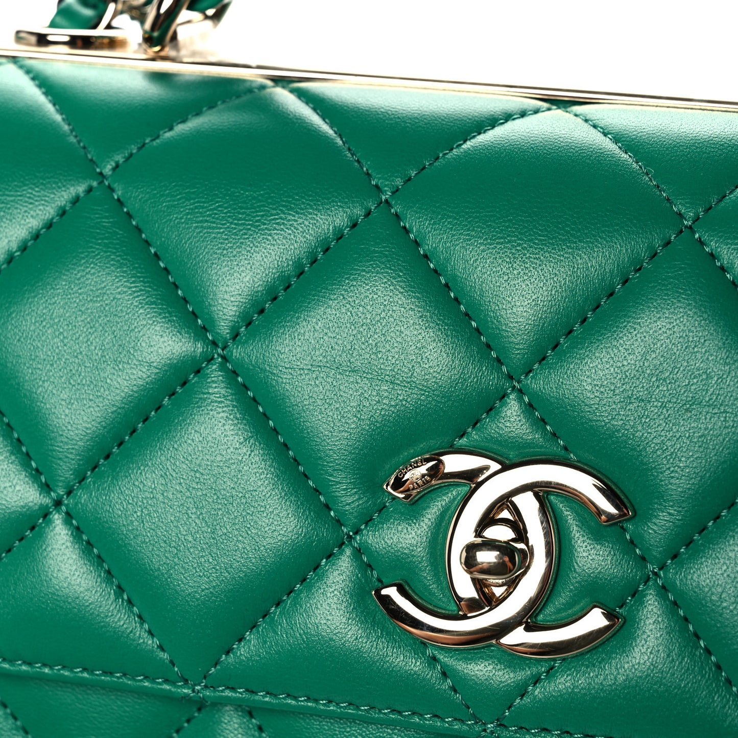 Lambskin Quilted Small Trendy CC Flap Dual Handle Bag Green