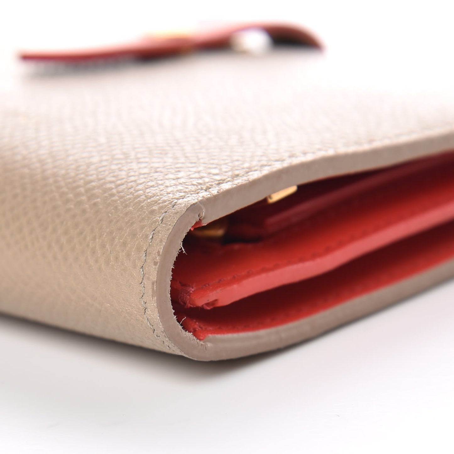 Grained Calfskin Medium Multifunction Strap Wallet Pop Red Chalk