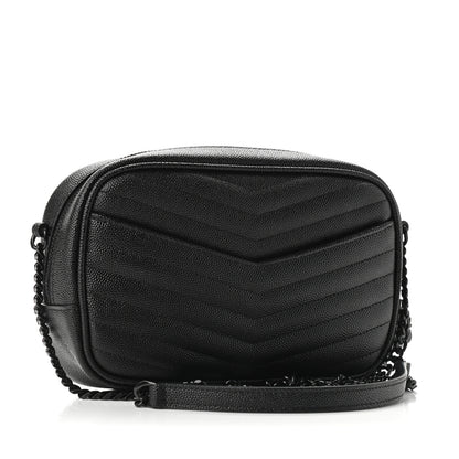 Saint Laurent Grain De Poudre Matelasse Monogram Mini Lou Camera Bag Black 3 of 9