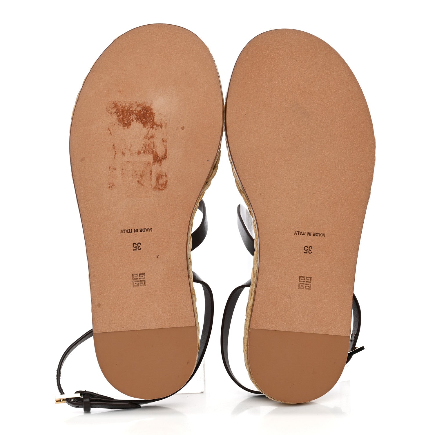 Givenchy Calfskin Raffia 4G Liquid Espadrille Sandals 35 Ebony Natural 5 of 11
