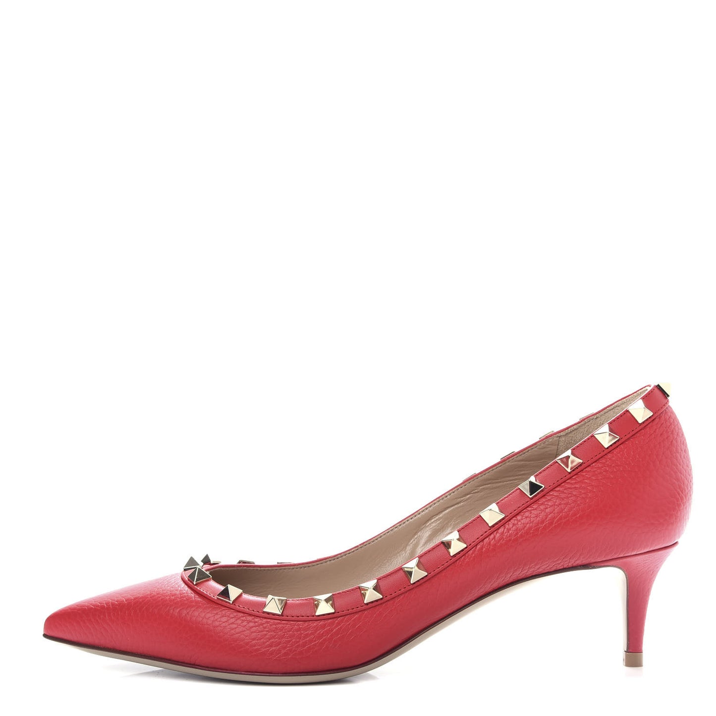 Pebbled Calfskin Rockstud 50mm Pumps 39 Rouge Pur