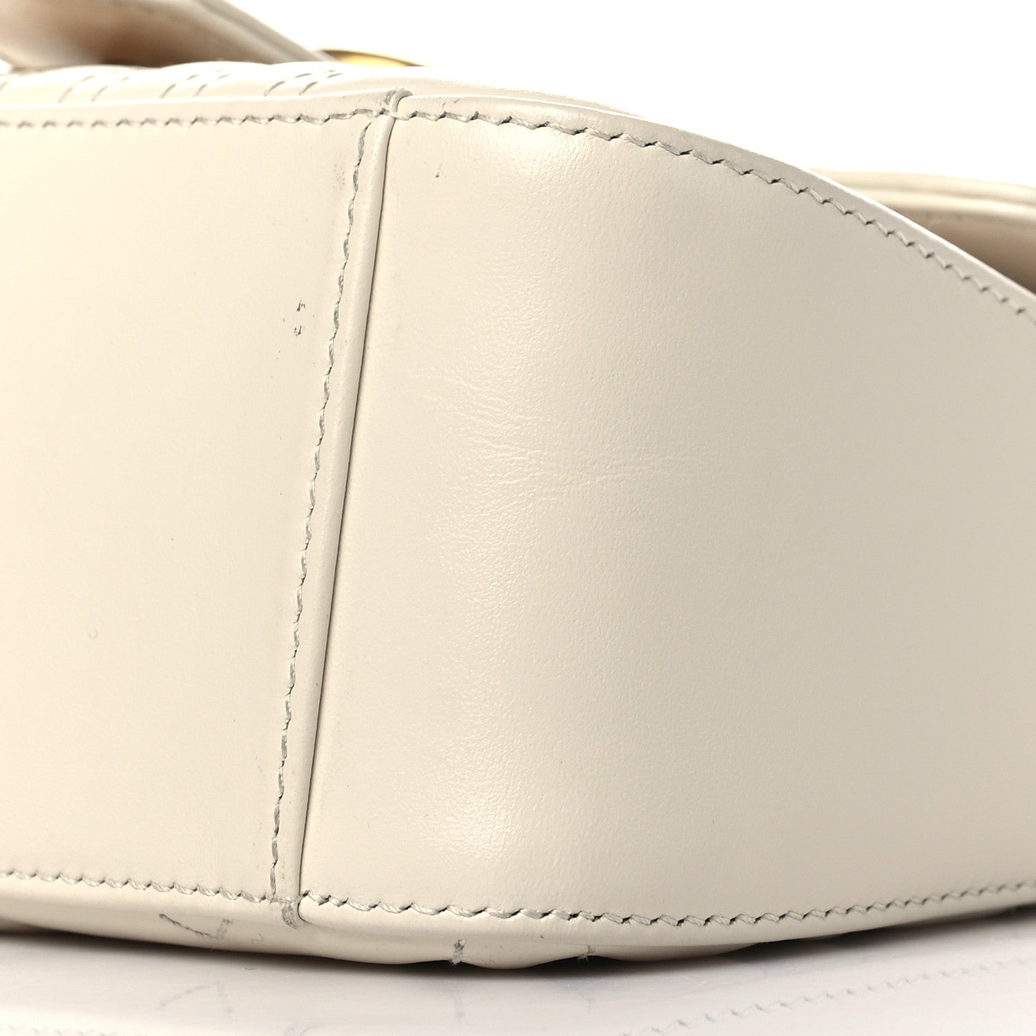 Gucci Calfskin Matelasse Mini GG Marmont Top Handle Shoulder Bag White 9 of 10