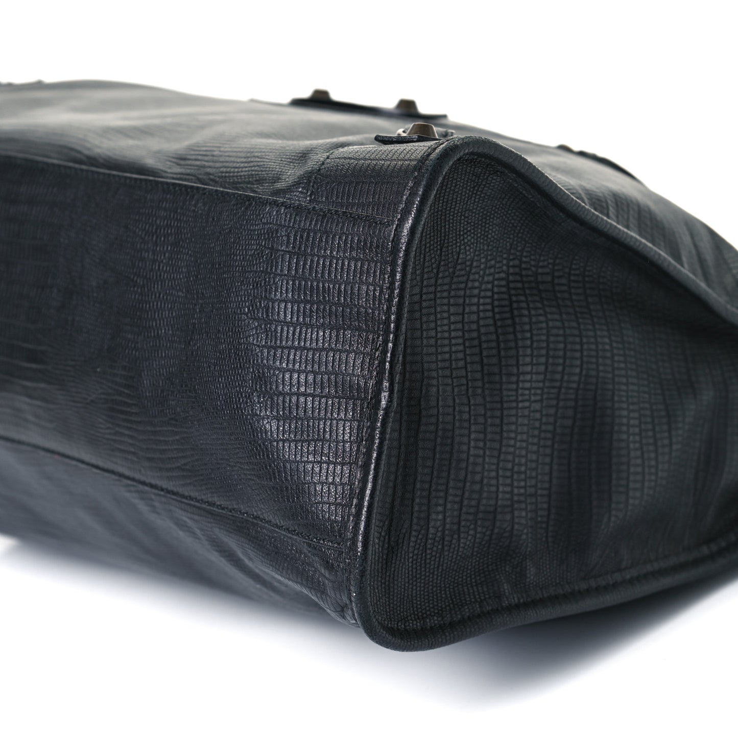 Calfskin Lizard Embossed Classic Hardware City Black