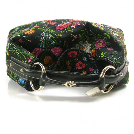 Gucci Flower Large Horsebit Chain Hobo Black 4 of 9