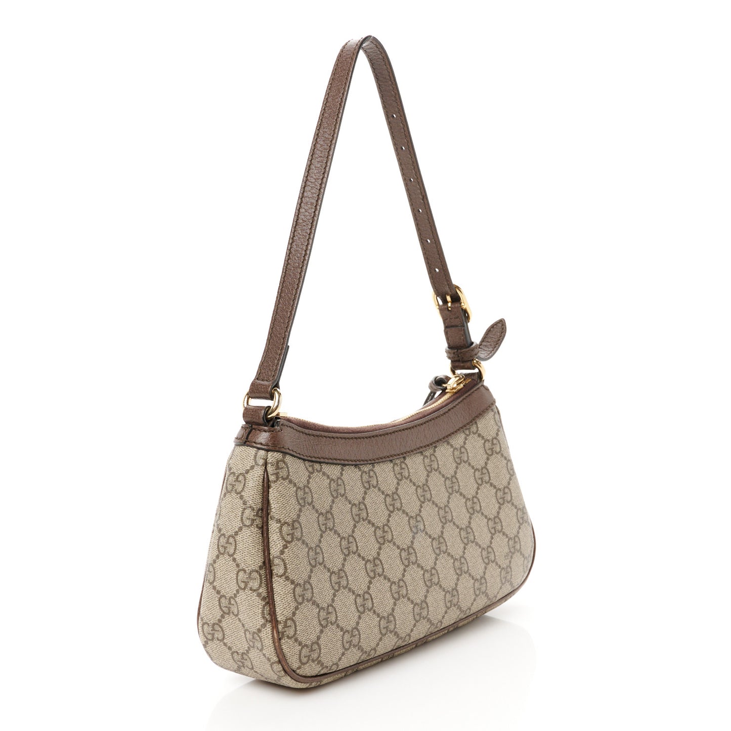 GG Supreme Monogram Textured Dollar Calfskin Small Ophidia Hobo Beige Ebony New Acero